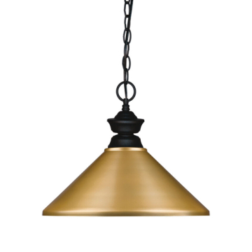 Z-Lite 14" 1-Light Pendant - 120V - Matte Black / Satin Gold