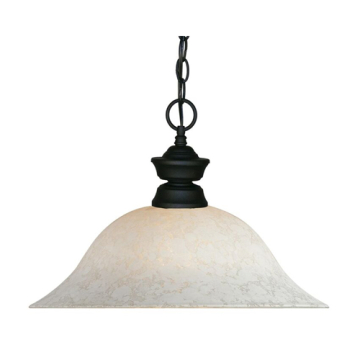 Z-Lite 16" 1-Light Pendant - 120V - Matte Black / White Mottle