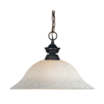Z-Lite 16" 1-Light Pendant - 120V - Olde Bronze / White Mottle