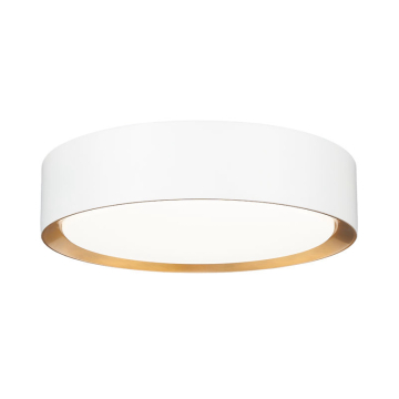 Z-Lite Kawan 12" LED Flush Mount - 24W - CCT Selectable - 1,052 Lumens - 120V - Matte White / Modern Gold