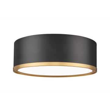 Z-Lite Bradley 12" LED 1-Light Flush Mount - 24W - CCT Selectable - 1,409 Lumens - 120V - Matte Black / Modern Gold / Frosted