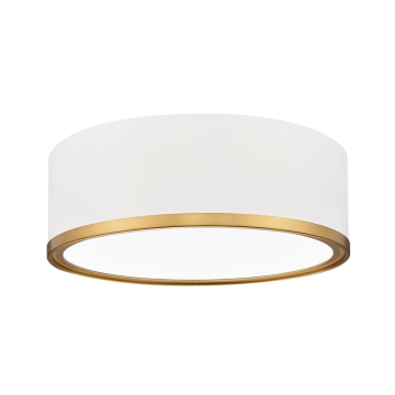 Z-Lite Bradley 12" LED 1-Light Flush Mount - 24W - CCT Selectable - 1,443 Lumens - 120V - Matte White / Modern Gold / Frosted