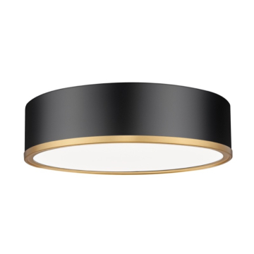 Z-Lite Bradley 16" LED 1-Light Flush Mount - 40W - CCT Selectable - 2,560 Lumens - 120V - Matte Black / Modern Gold / Frosted