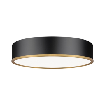 Z-Lite Bradley 20" LED 1-Light Flush Mount - 50W - CCT Selectable - 3,617 Lumens - 120V - Matte Black / Modern Gold / Frosted