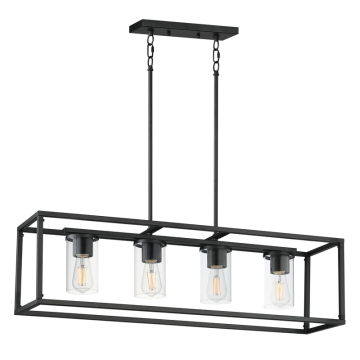 Maxim Lighting Lateral 4-Light Linear Pendant - 120V - Black - Clear Glass