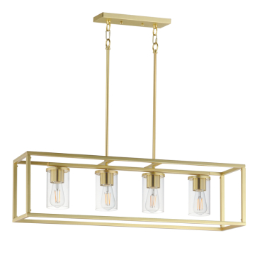 Maxim Lighting Lateral 4-Light Linear Pendant - 120V - Satin Brass - Clear Glass