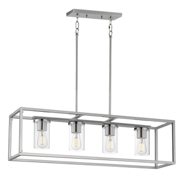 Maxim Lighting Lateral 4-Light Linear Pendant - 120V - Satin Nickel - Clear Glass