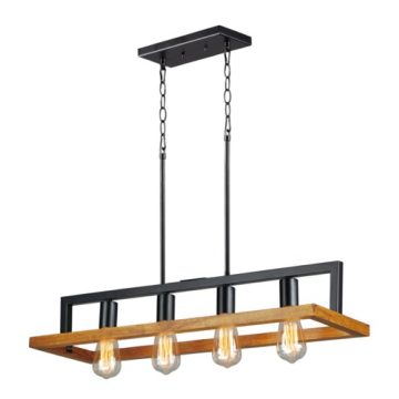 Maxim Lighting Black Forest 4-Light Linear Island Chandelier - 120V - Black / Ashbury