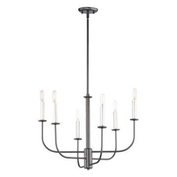 Maxim Lighting Wesley 6-Light Chandelier - 120V - Black / Satin Nickel