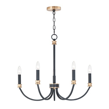 Maxim Lighting Charlton 5-Light Chandelier - 120V - Black / Antique Brass