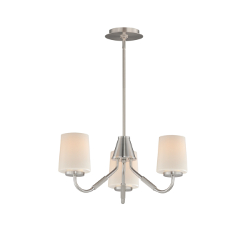 Maxim Lighting Durham 3-Light Chandelier - 120V - Satin Nickel - White Glass