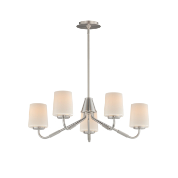 Maxim Lighting Durham 5-Light Chandelier - 120V - Satin Nickel - White Glass