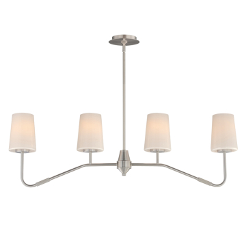 Maxim Lighting Durham 4-Light Linear Chandelier - 120V - Satin Nickel - White Glass