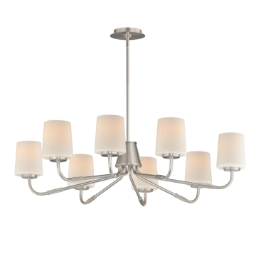 Maxim Lighting Durham 8-Light Chandelier - 120V - Satin Nickel - White Glass