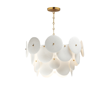 Maxim Lighting Isla 4-Light Pendant - 120V - Natural Aged Brass - White Glass