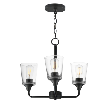 Maxim Lighting Hudson 3-Light Chandelier - 120V - Black - Clear Glass