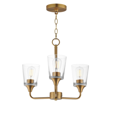 Maxim Lighting Hudson 3-Light Chandelier - 120V - Natural Aged Brass - Clear Glass