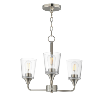 Maxim Lighting Hudson 3-Light Chandelier - 120V - Satin Nickel - Clear Glass