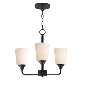 Maxim Lighting Hudson 3-Light Chandelier - 120V - Black - Satin White Glass