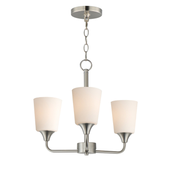 Maxim Lighting Hudson 3-Light Chandelier - 120V - Satin Nickel - Satin White Glass