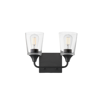 Maxim Lighting Hudson 2-Light Bath Vanity Light - 120V - Black - Clear Glass