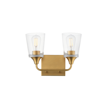 Maxim Lighting Hudson 2-Light Bath Vanity Light - 120V - Natural Aged Brass - Clear Glass