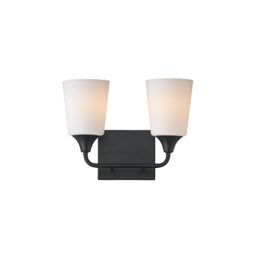 Maxim Lighting Hudson 2-Light Bath Vanity Light - 120V - Black - Satin White Glass