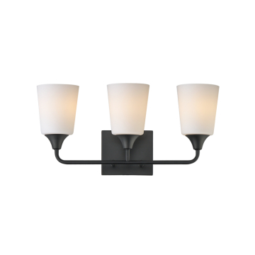 Maxim Lighting Hudson 3-Light Bath Vanity Light - 120V - Black - Satin White Glass