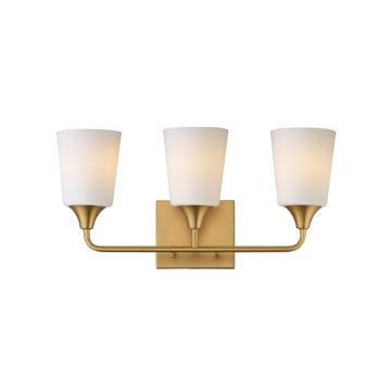 Maxim Lighting Hudson 3-Light Bath Vanity Light - 120V - Natural Aged Brass - Satin White Glass