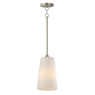 Maxim Lighting Hudson 1-Light Pendant - 120V - Satin Nickel - Satin White Glass