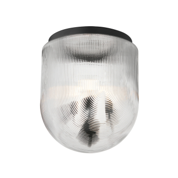 Maxim Lighting Dune 16" Flush Mount - 120V - Black - Clear Ribbed Glass