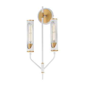 Maxim Lighting Regent 2-Light Wall Sconce - 2700K - 120V - Light French Gray / Natural Aged Brass