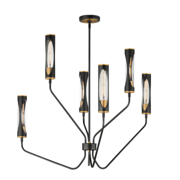Maxim Lighting Regent 6-Light Pendant - 2700K - 120V - Black / Antique Brass