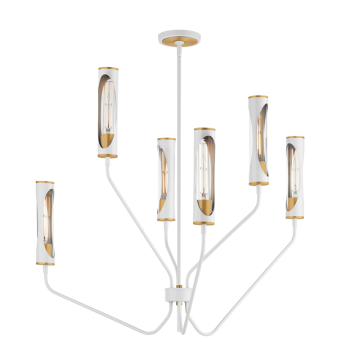 Maxim Lighting Regent 6-Light Pendant - 2700K - 120V - Light French Gray / Natural Aged Brass