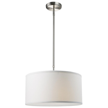 Z-Lite Albion 16" 3-Light Pendant - 120V - Brushed Nickel / White Linen
