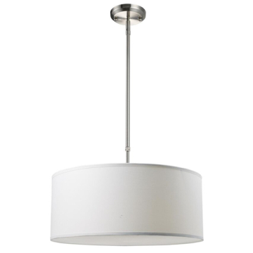 Z-Lite Albion 20" 3-Light Pendant - 120V - Brushed Nickel / White Linen