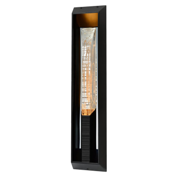CWI Lighting Petra 29" LED Wall Sconce - 416 Lumens - 8W - CCT Selectable - 120V - Sand Black / Handcrafted Glass