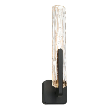 CWI Lighting Curva 19" LED Wall Sconce - 416 Lumens - 8W - CCT Selectable - 120V - Sand Black / Handcrafted Glass