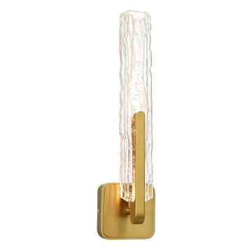 CWI Lighting Curva 19" LED Wall Sconce - 416 Lumens - 8W - CCT Selectable - 120V - Brass / Handcrafted Glass