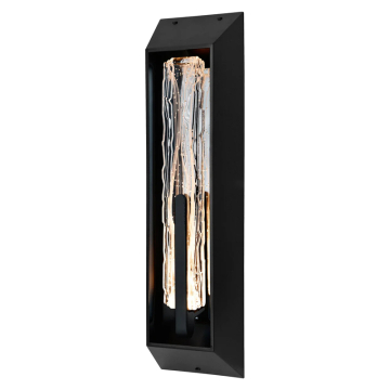 CWI Lighting Curva 24" LED Wall Sconce - 416 Lumens - 8W - CCT Selectable - 120V - Sand Black / Handcrafted Glass