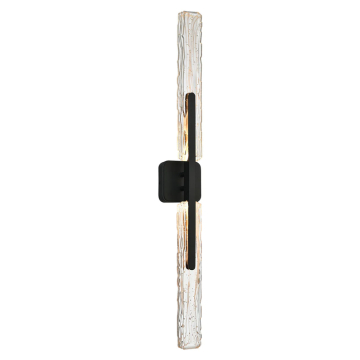 CWI Lighting Curva 36" LED Wall Sconce - 832 Lumens - 16W - CCT Selectable - 120V - Sand Black / Handcrafted Glass