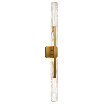 CWI Lighting Curva 36" LED Wall Sconce - 832 Lumens - 16W - CCT Selectable - 120V - Brass / Handcrafted Glass