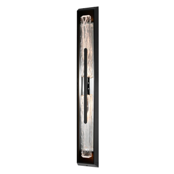 CWI Lighting Curva 44" LED Wall Sconce - 832 Lumens - 16W - CCT Selectable - 120V - Sand Black / Handcrafted Glass