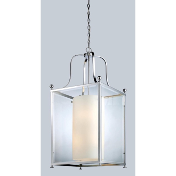 Z-Lite Fairview 8-Light Pendant - 120V - Chrome / Clear Beveled Outside / Matte Opal Inside