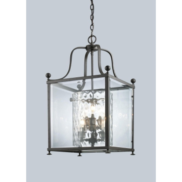Z-Lite Fairview 6-Light Chandelier - 120V - Bronze / Clear Beveled Outside / Clear Hammered Inside