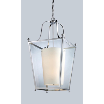 Z-Lite Ashbury 6-Light Chandelier - 120V - Chrome / Clear Beveled Outside / Matte Opal Inside