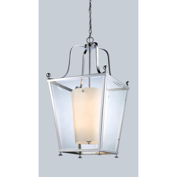 Z-Lite Ashbury 8-Light Chandelier - 120V - Chrome / Clear Beveled Outside / Matte Opal Inside