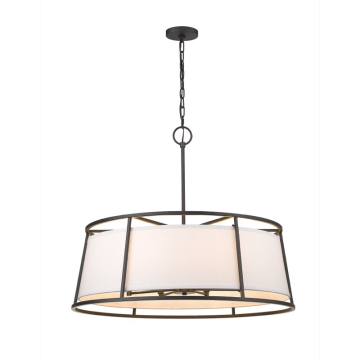 Z-Lite Lenyx Pendant 32" 8-Light Chandelier - 120V - Iron Ore / White