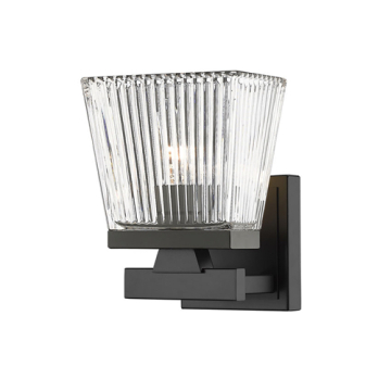 Z-Lite Astor 1-Light Wall Sconce - 120V - Matte Black / Clear