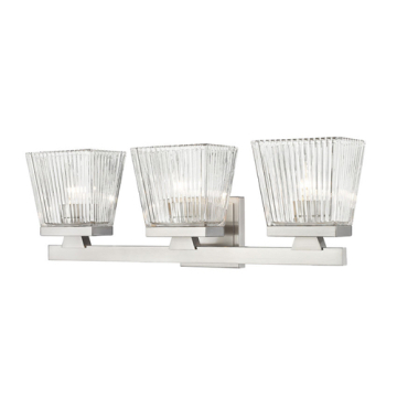 Z-Lite Astor 3-Light Vanity - 120V - Brushed Nickel / Clear